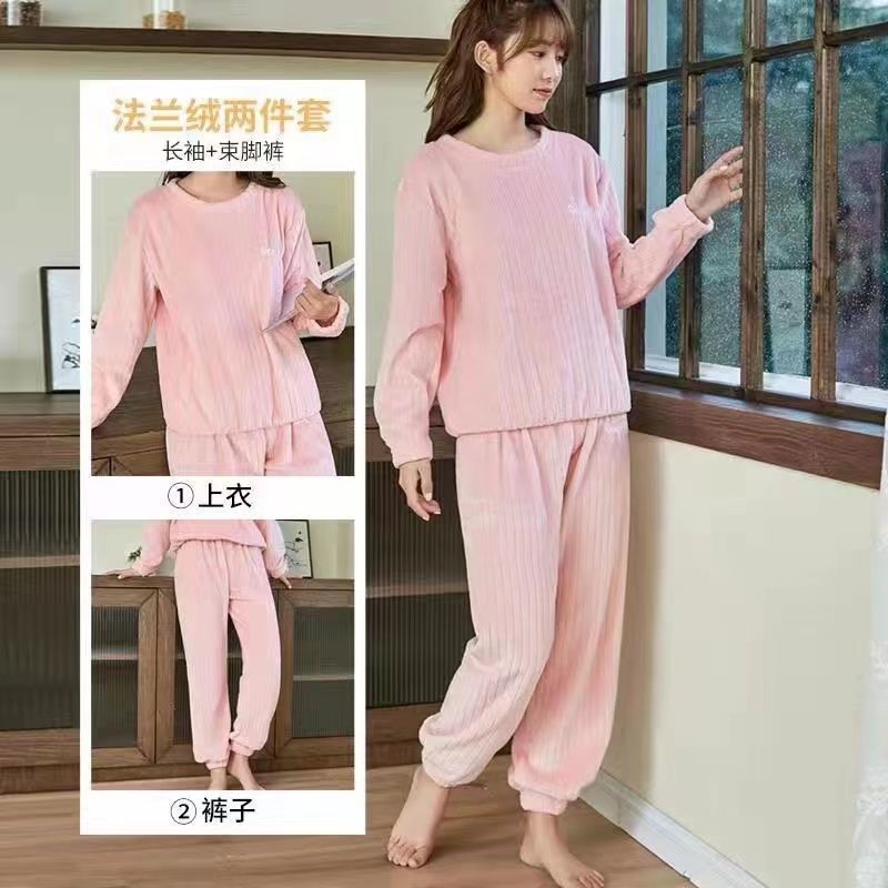 [Xuanzhiyi Strictly Selected] Suit Couple Pajamas Winter Flannel Thickened Lazy Warm Home Clothes Set