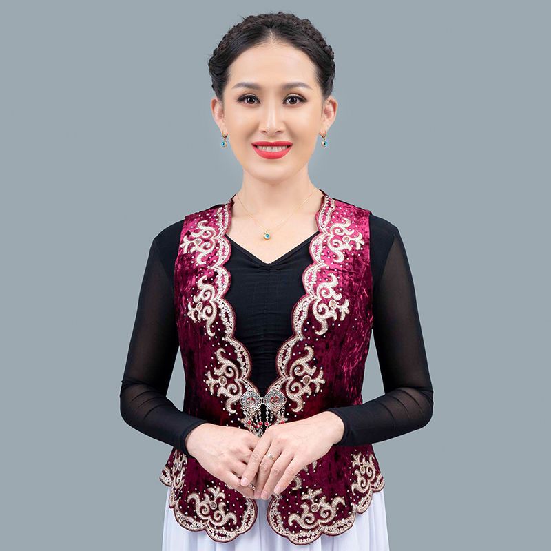 Xinjiang dancer's Vest new Uygur square dance vest vest clip ethnic style stage performance shoulder