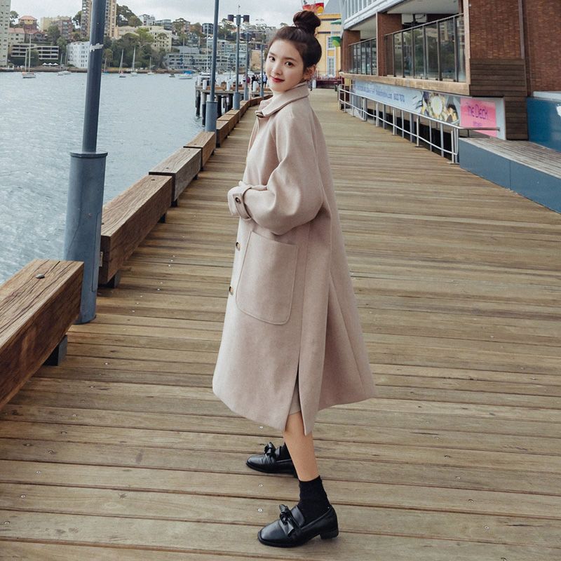 Woolen coat women's mid-length Korean version  new winter popular thickened loose student forest woolen coat