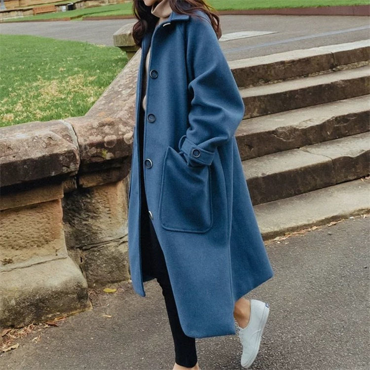 Woolen coat women's mid-length Korean version  new winter popular thickened loose student forest woolen coat