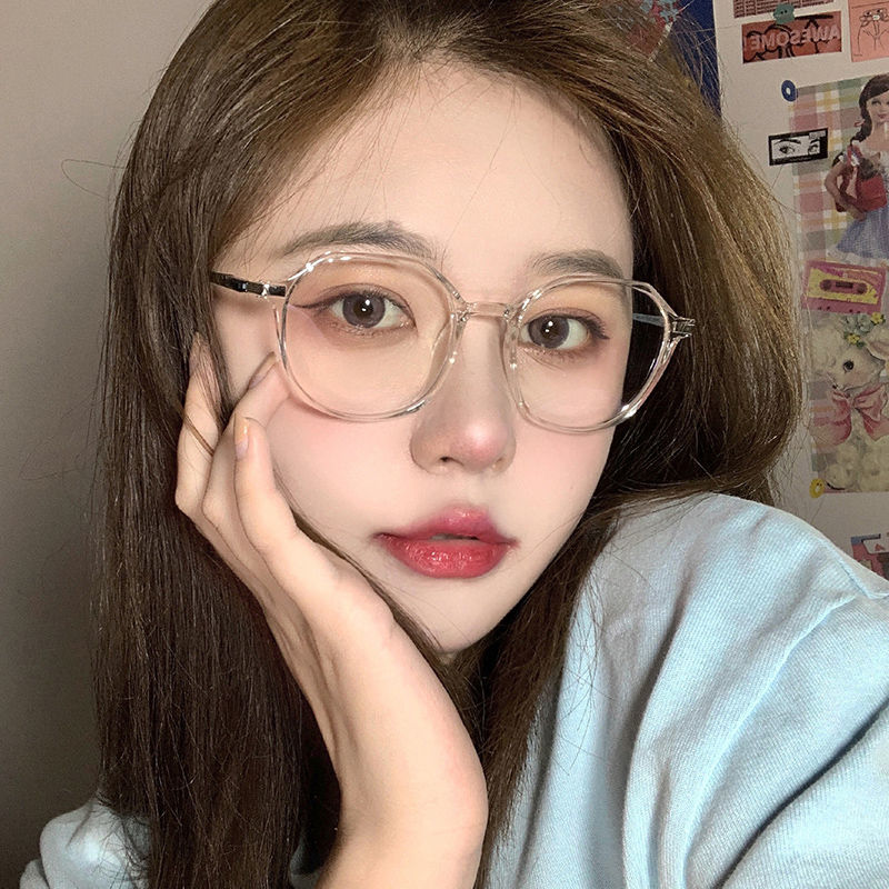 Anti-blue light radiation anti-fatigue myopia glasses women's Korean version of the trendy eye protection big face plain eye frame ultra-light black frame