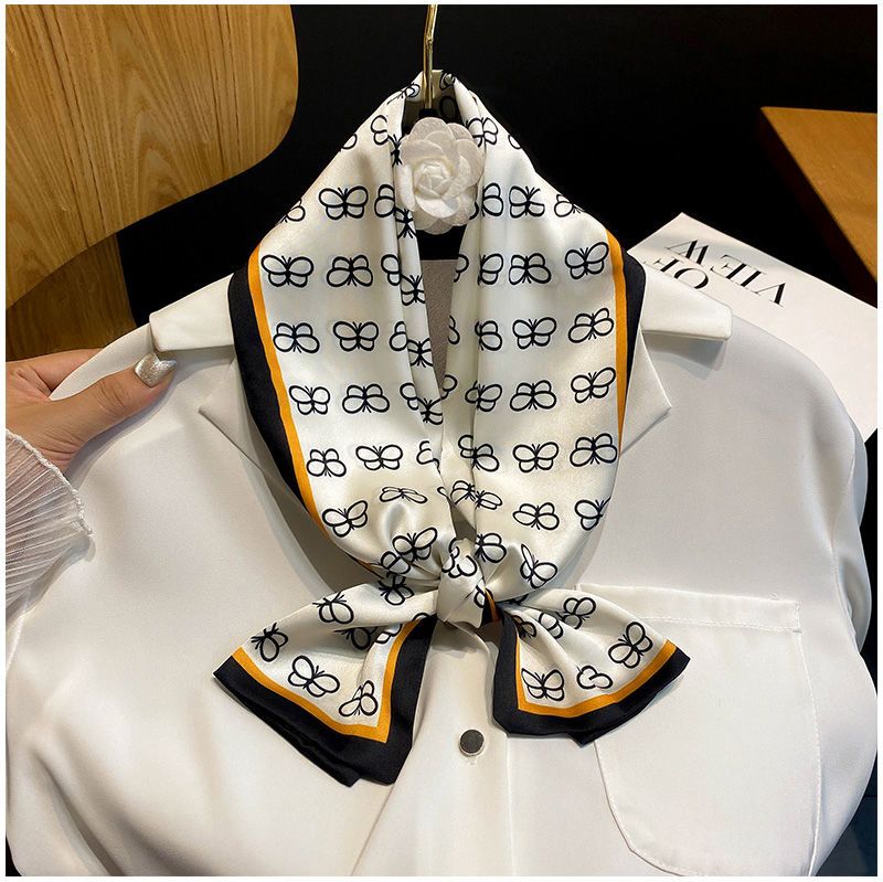 Sciarpa stretta a strisce piccole, versatile per le donne in primavera e inverno, decorazione del collo, sciarpa lunga e sottile, sciarpa quadrata,_voghion.com