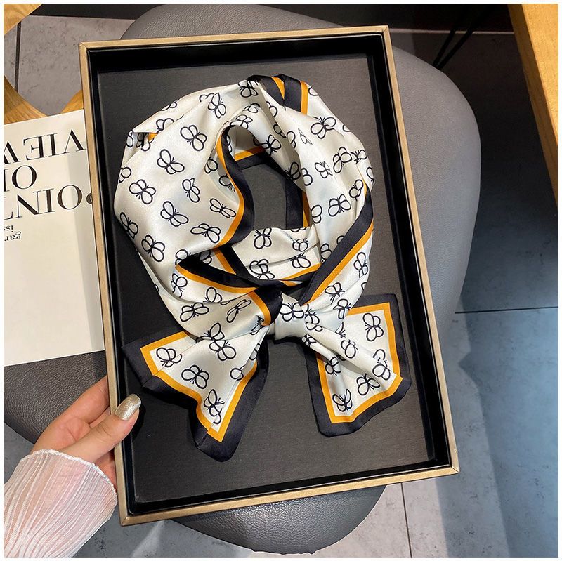 Sciarpa stretta a strisce piccole, versatile per le donne in primavera e inverno, decorazione del collo, sciarpa lunga e sottile, sciarpa quadrata,_voghion.com