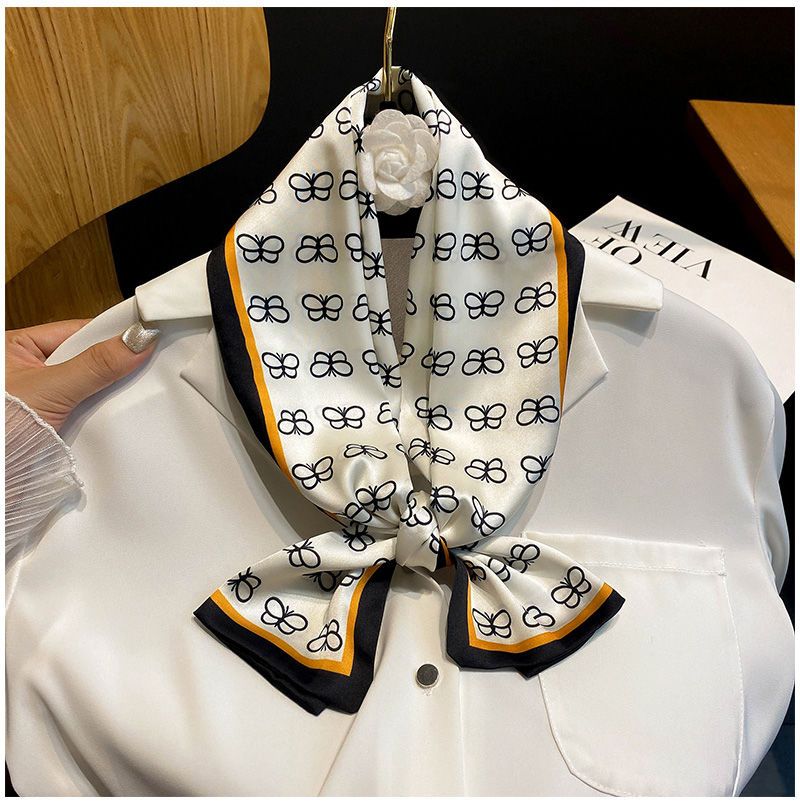 Sciarpa stretta a strisce piccole, versatile per le donne in primavera e inverno, decorazione del collo, sciarpa lunga e sottile, sciarpa quadrata,_voghion.com