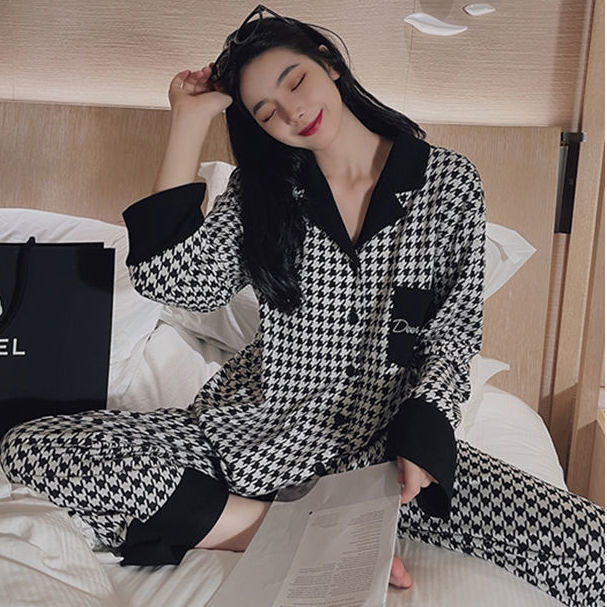 100% double-sided cotton women's pajamas women's spring and autumn long-sleeved large size Korean style home service suit summer casual autumn and winter