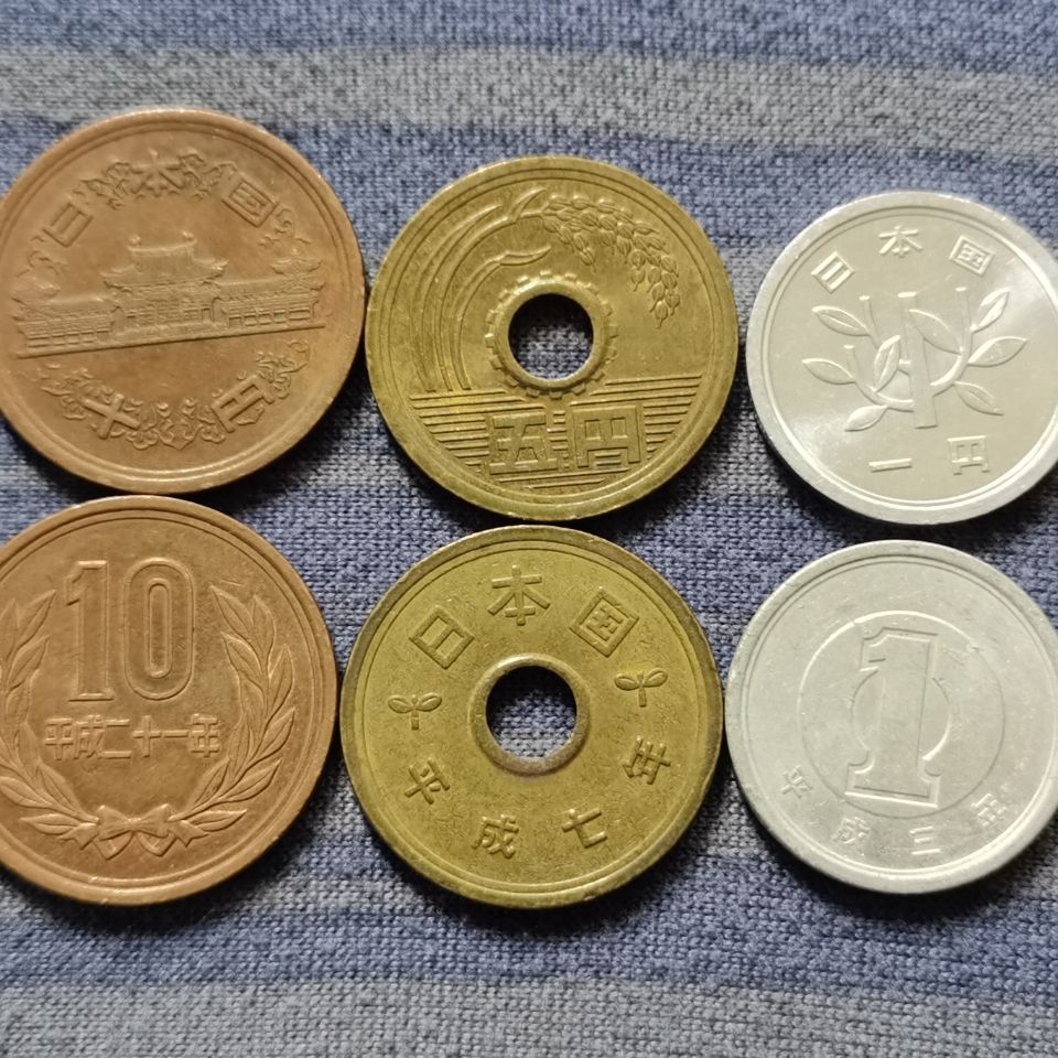 旧品 日本硬币3枚一套 稻米 京都平等院 年份随机 20-24mm 纪念币【4