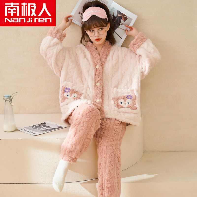 迪士尼玲娜貝兒睡衣女冬季韓版學生可愛卡通法蘭絨家居服套裝秋冬