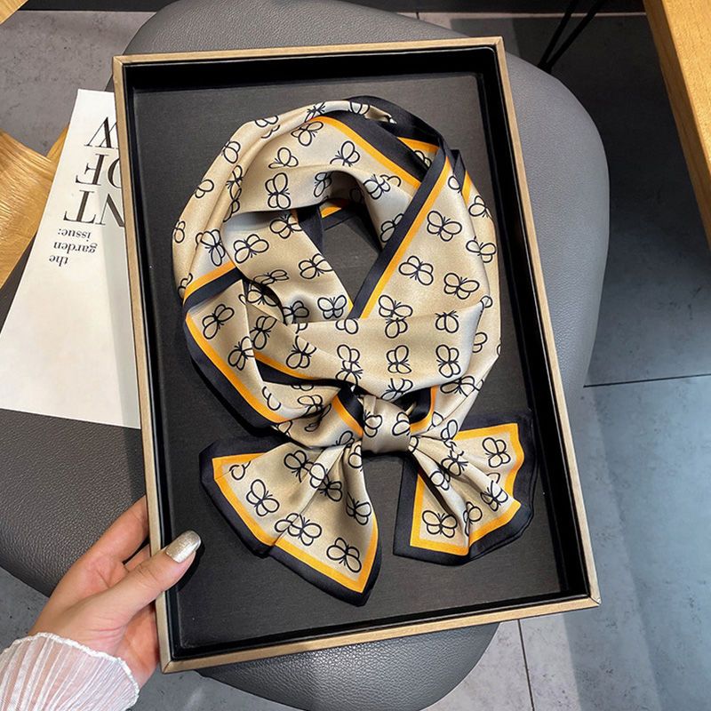 Sciarpa stretta a strisce piccole, versatile per le donne in primavera e inverno, decorazione del collo, sciarpa lunga e sottile, sciarpa quadrata,_voghion.com