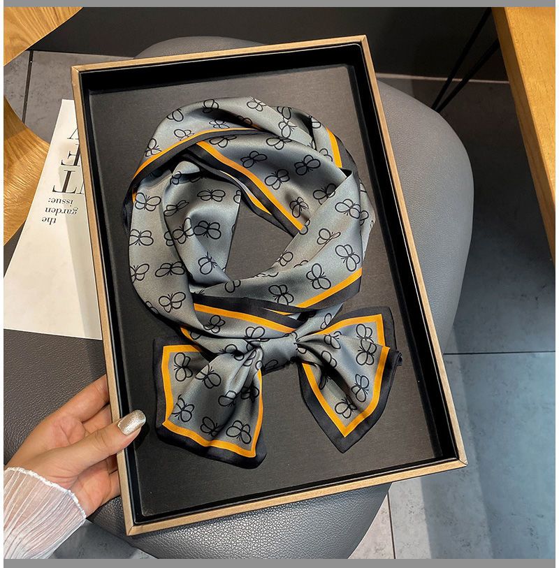 Sciarpa stretta a strisce piccole, versatile per le donne in primavera e inverno, decorazione del collo, sciarpa lunga e sottile, sciarpa quadrata,_voghion.com