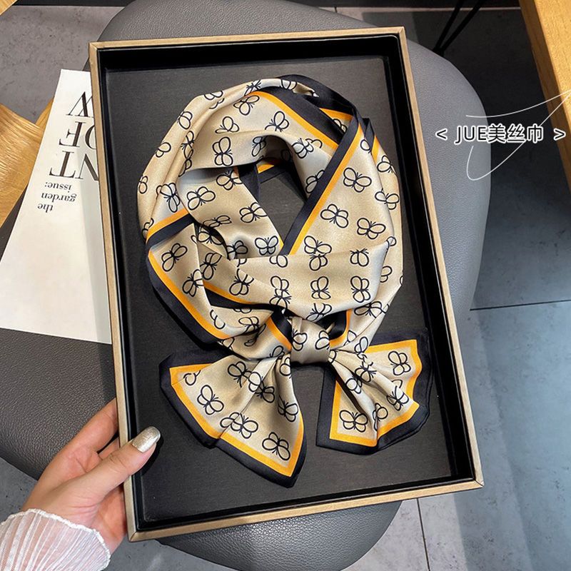 Sciarpa stretta a strisce piccole, versatile per le donne in primavera e inverno, decorazione del collo, sciarpa lunga e sottile, sciarpa quadrata,_voghion.com