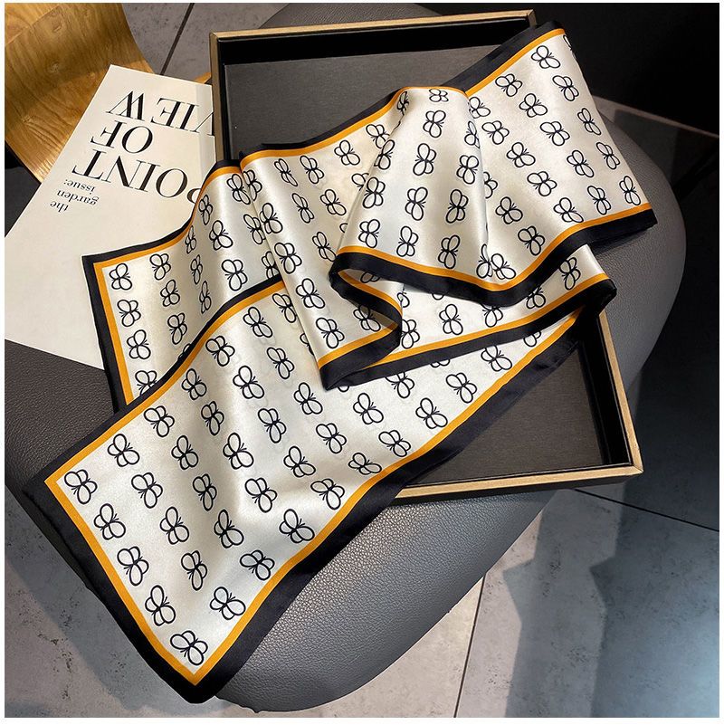 Sciarpa stretta a strisce piccole, versatile per le donne in primavera e inverno, decorazione del collo, sciarpa lunga e sottile, sciarpa quadrata,_voghion.com