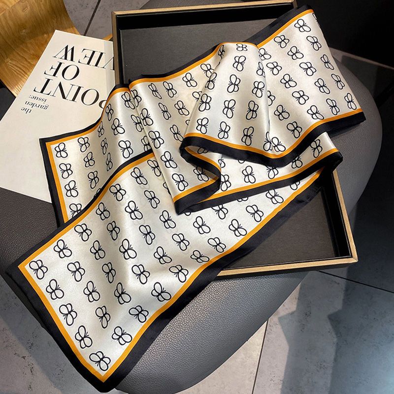 Sciarpa stretta a strisce piccole, versatile per le donne in primavera e inverno, decorazione del collo, sciarpa lunga e sottile, sciarpa quadrata,_voghion.com