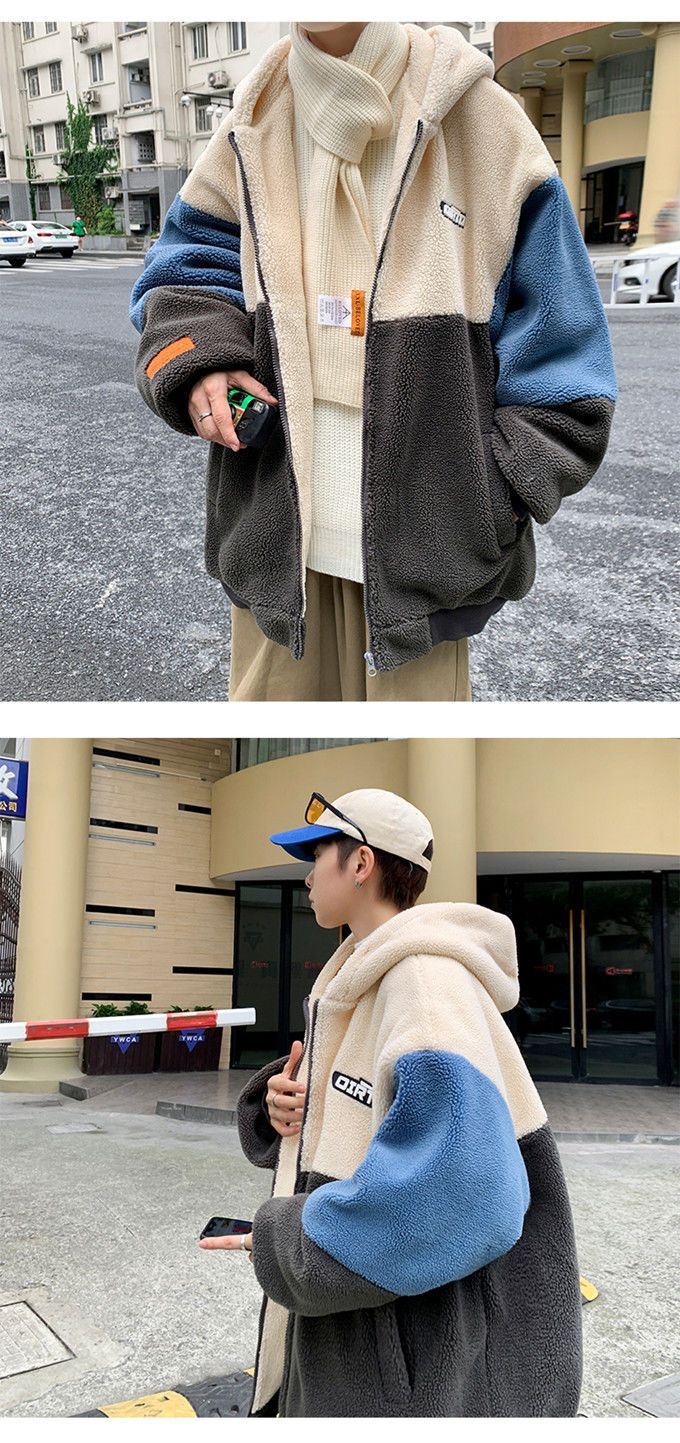 Moda classica Autunno/Inverno 2023 nuova giacca da uomo in cotone ispessito in lana di pecora con cappuccio_voghion.com