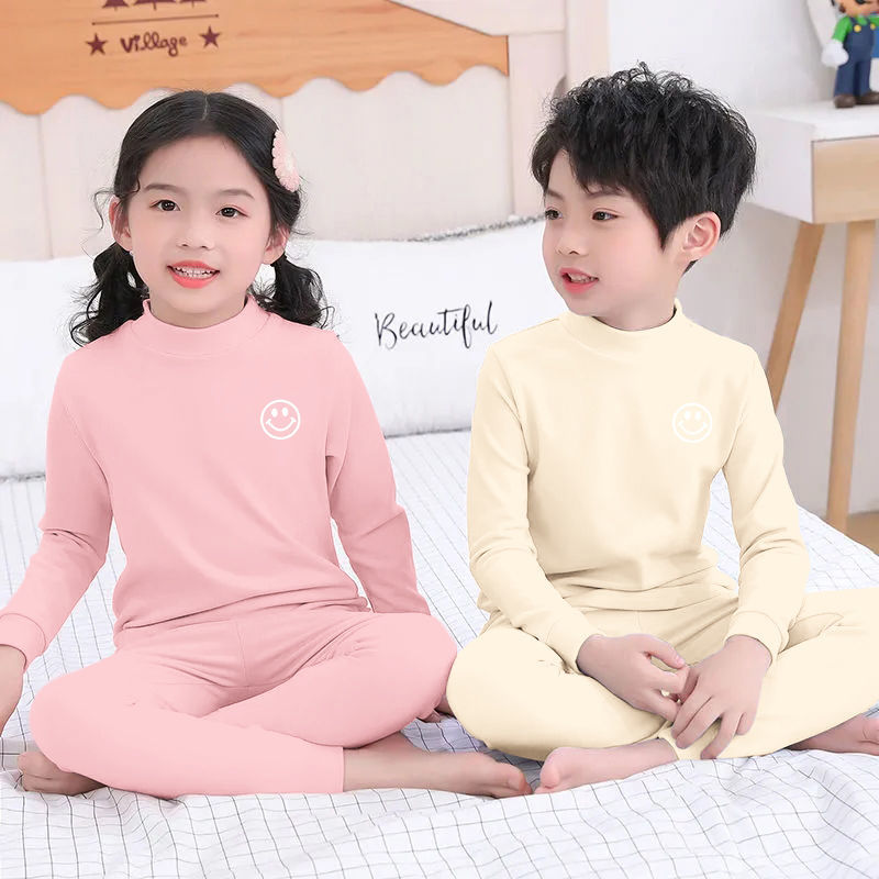Children's underwear warm suit de velvet men and women baby autumn and winter bottoming autumn clothes long johns in the big children's pajamas home clothes