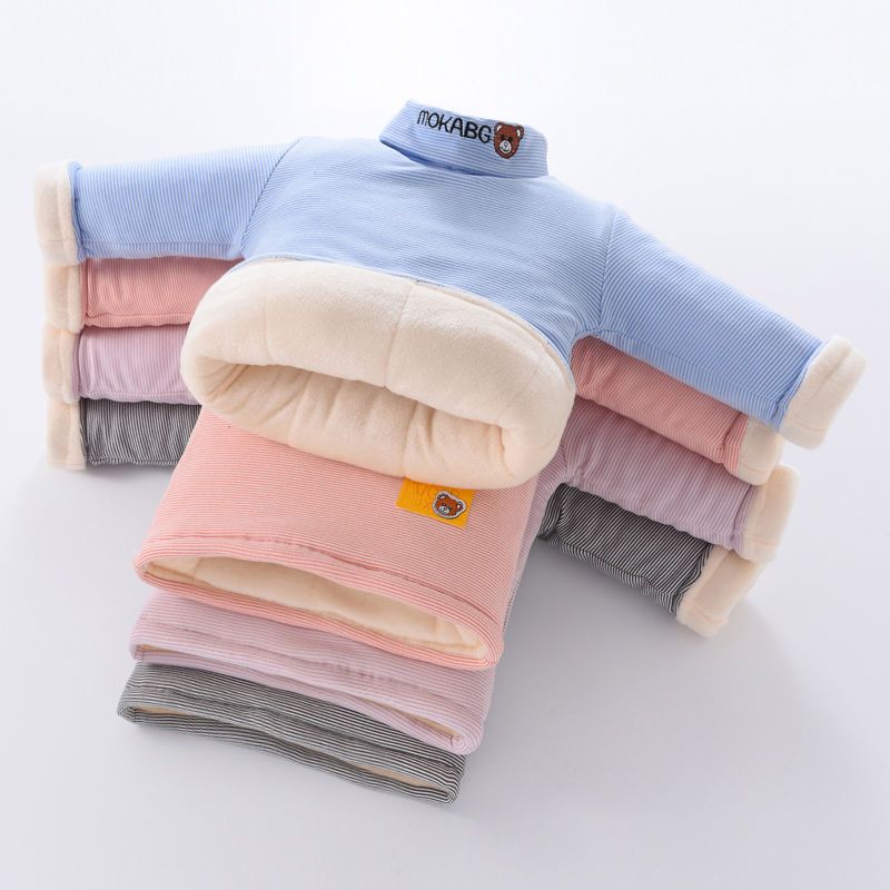 男童女童冬季三层加厚半高领打底棉衣中小儿童棉袄宝宝冬加绒上衣