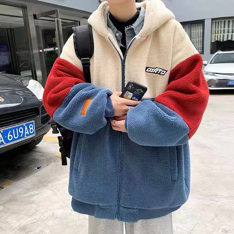 Moda classica Autunno/Inverno 2023 nuova giacca da uomo in cotone ispessito in lana di pecora con cappuccio_voghion.com