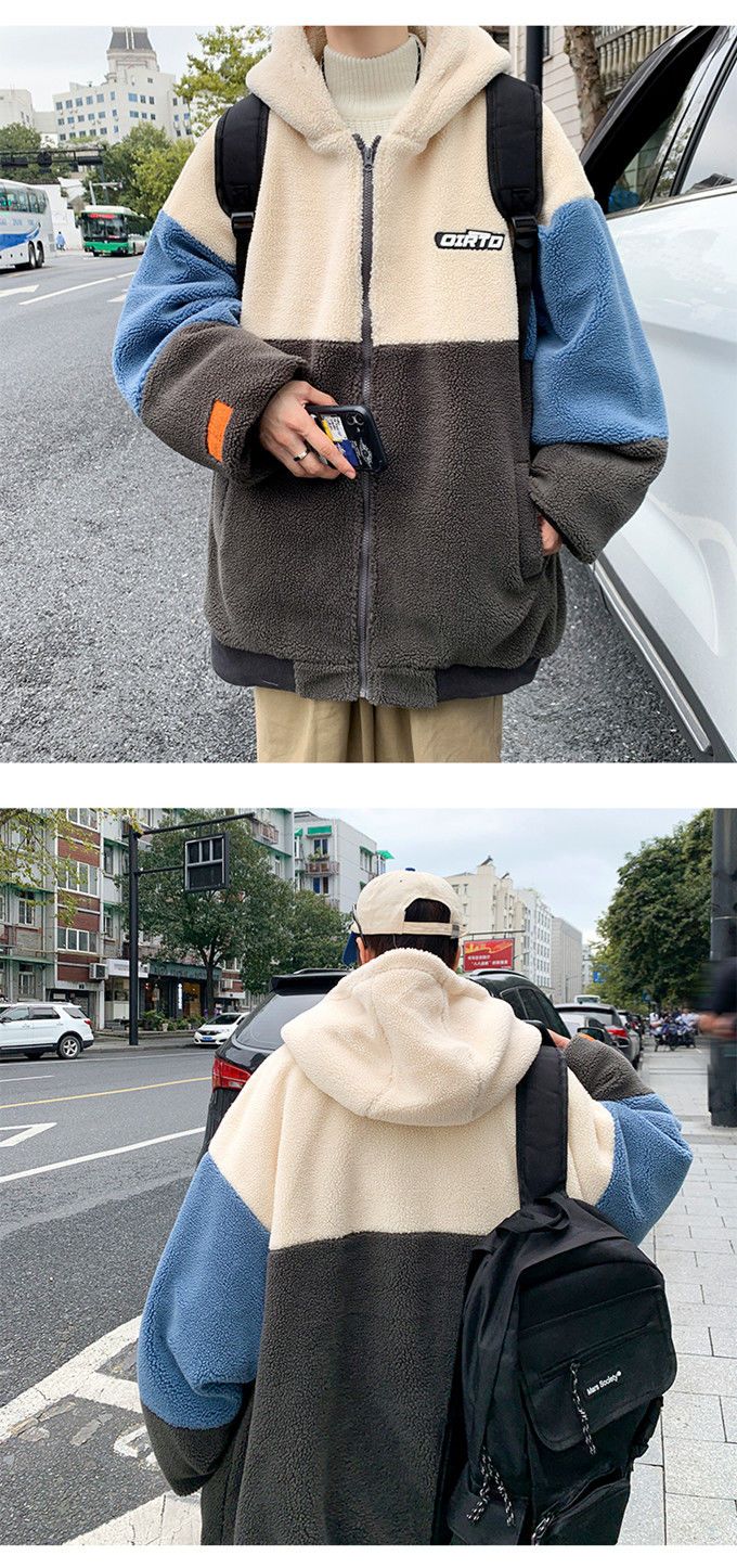 Moda classica Autunno/Inverno 2023 nuova giacca da uomo in cotone ispessito in lana di pecora con cappuccio_voghion.com