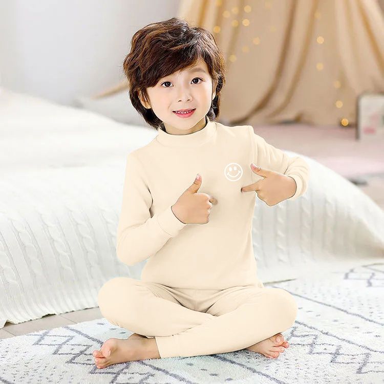 Children's underwear warm suit de velvet men and women baby autumn and winter bottoming autumn clothes long johns in the big children's pajamas home clothes