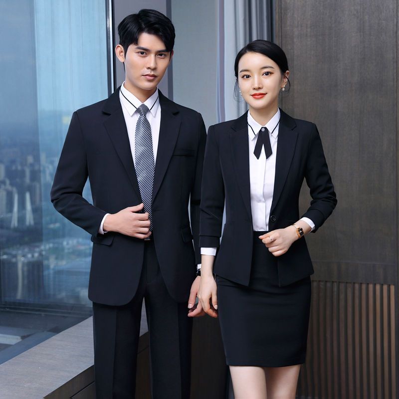 Men and women with the same business suit suit femininity three-piece business bank sales department 4S shop overalls female