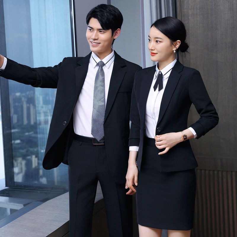 Men and women with the same business suit suit femininity three-piece business bank sales department 4S shop overalls female