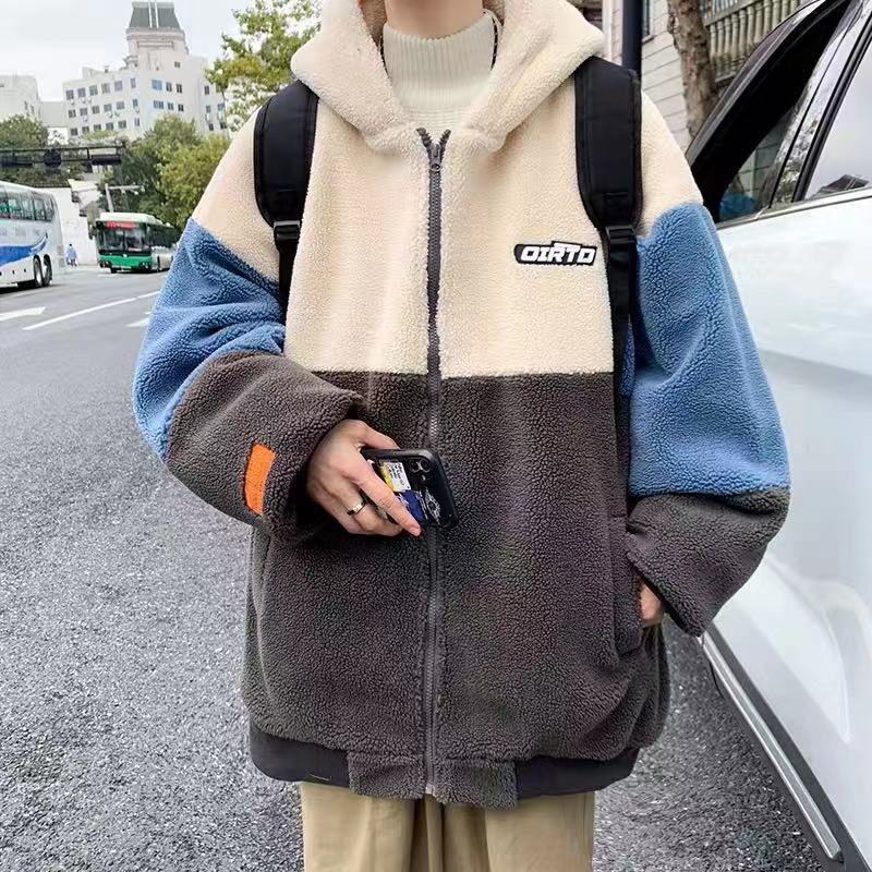 Moda classica Autunno/Inverno 2023 nuova giacca da uomo in cotone ispessito in lana di pecora con cappuccio_voghion.com