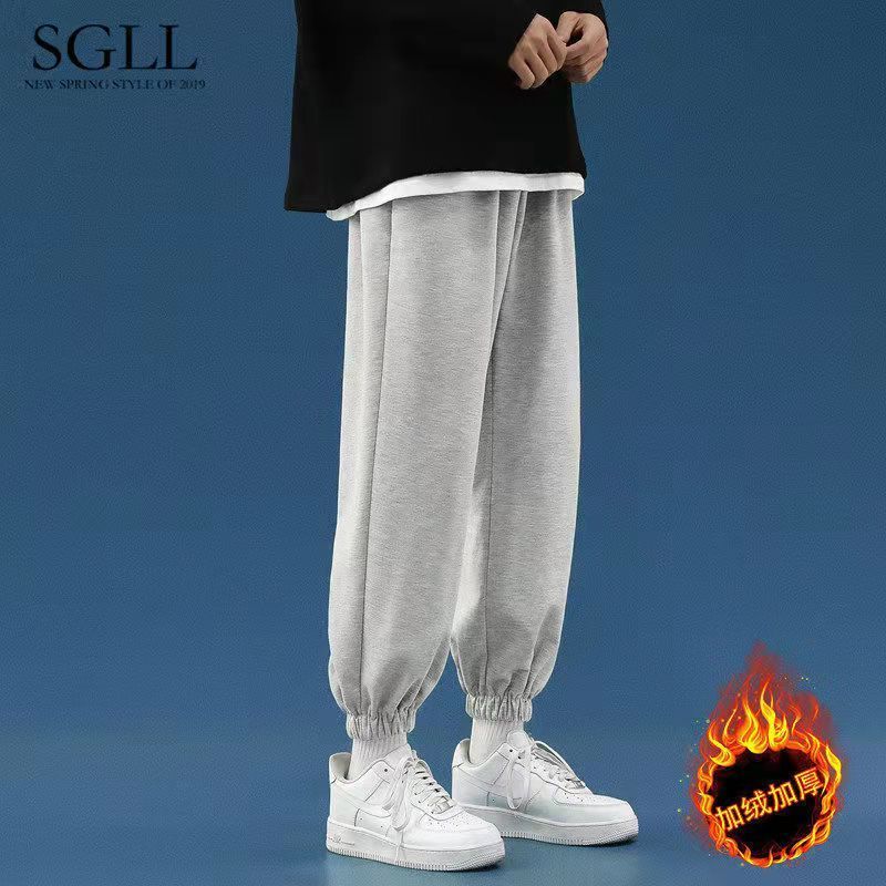 Winter plus velvet thickened casual pants men's loose all-match sports pants men's trendy Korean version of the student's trousers