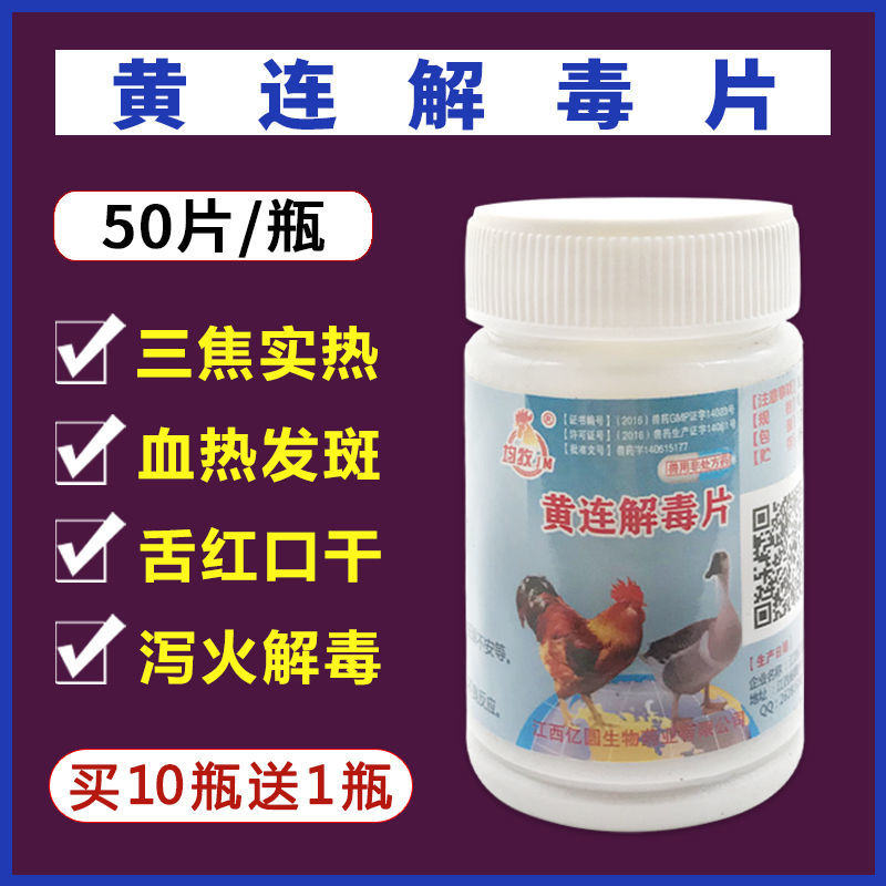 兽药大全黄连解毒片兽用鸡药鸭鹅鸽猪牛羊兔感冒腹泻拉稀泻火解毒