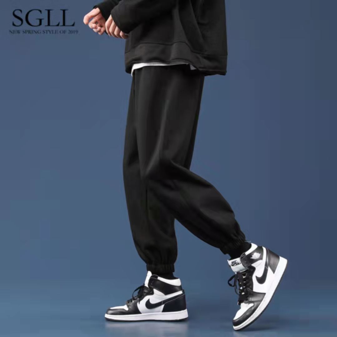 Winter plus velvet thickened casual pants men's loose all-match sports pants men's trendy Korean version of the student's trousers