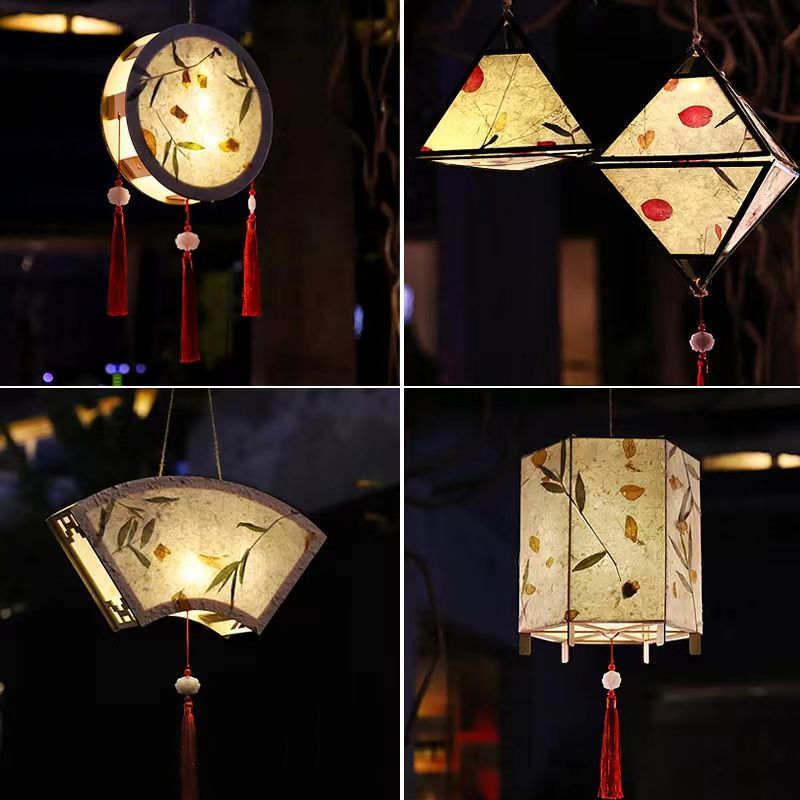 新年灯笼创意儿童手工灯笼 diy材料包自制古风纸灯手提宫灯花灯