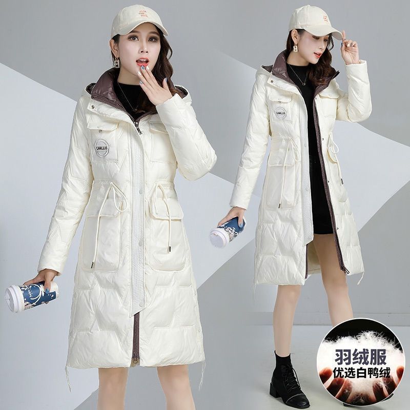 【羽绒服女长款】免洗羽绒服中长款女2021冬季时尚女青年百搭修身