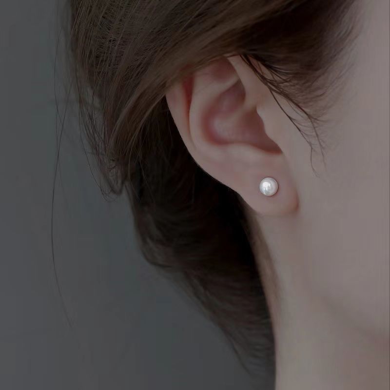 天然淡水珍珠耳钉S925纯银防过敏大颗真珍珠小号气质耳环饰品礼物