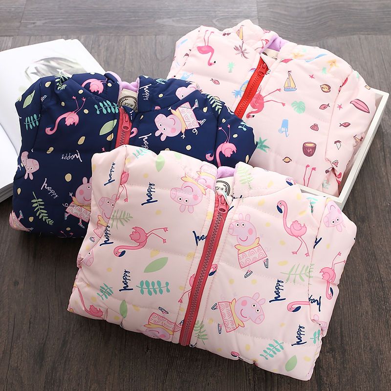 106066-女童棉衣加绒小女孩棉服冬季加厚女宝宝外套连帽防风保暖儿童风衣-详情图