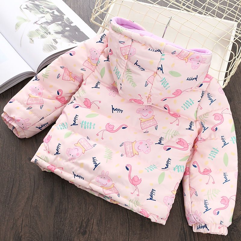 106066-女童棉衣加绒小女孩棉服冬季加厚女宝宝外套连帽防风保暖儿童风衣-详情图