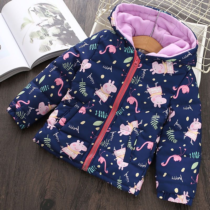 106066-女童棉衣加绒小女孩棉服冬季加厚女宝宝外套连帽防风保暖儿童风衣-详情图