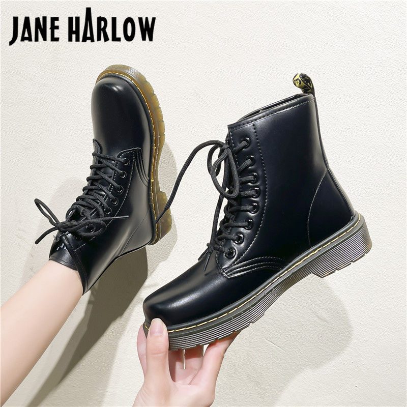 JANE HARLOW爆款马丁靴女ins新款韩版百搭英伦风山本短靴机车皮靴