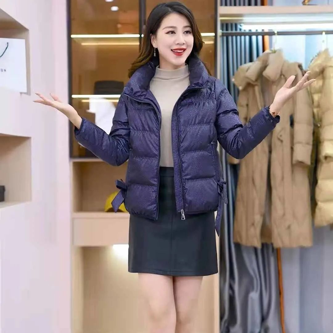 亮布免洗羽绒服女短款2021冬季新款精品白鸭绒羽绒服短款外套女潮