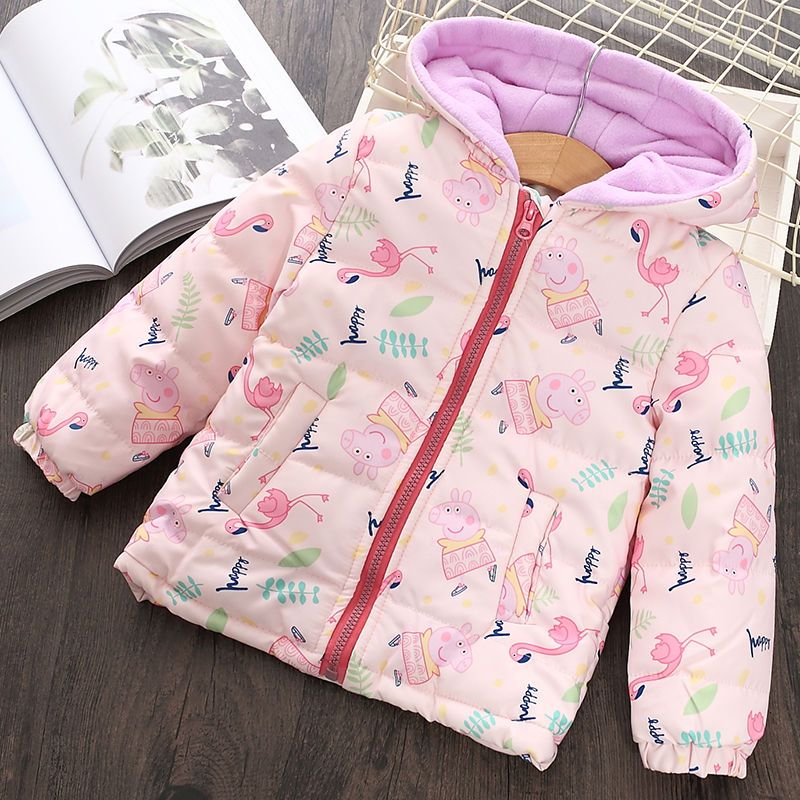 106066-女童棉衣加绒小女孩棉服冬季加厚女宝宝外套连帽防风保暖儿童风衣-详情图