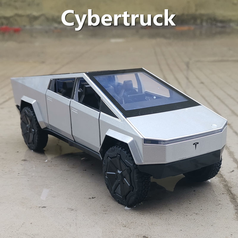 1:24特斯拉cybertruck皮卡声光回力仿真合金汽车模型摆件儿童玩具