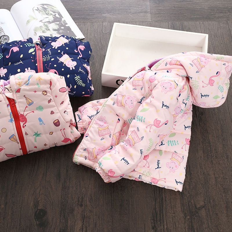 106066-女童棉衣加绒小女孩棉服冬季加厚女宝宝外套连帽防风保暖儿童风衣-详情图