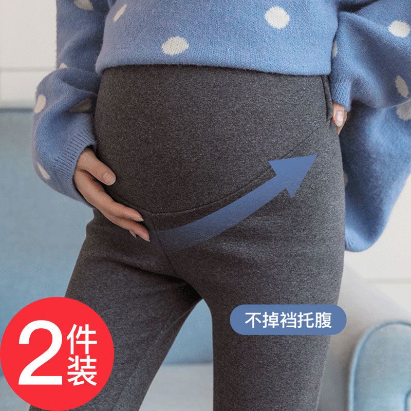 Miduli maternity pants spring and autumn maternity leggings autumn and winter plus velvet thickened cotton pants to support the abdomen and wear pants sherpa