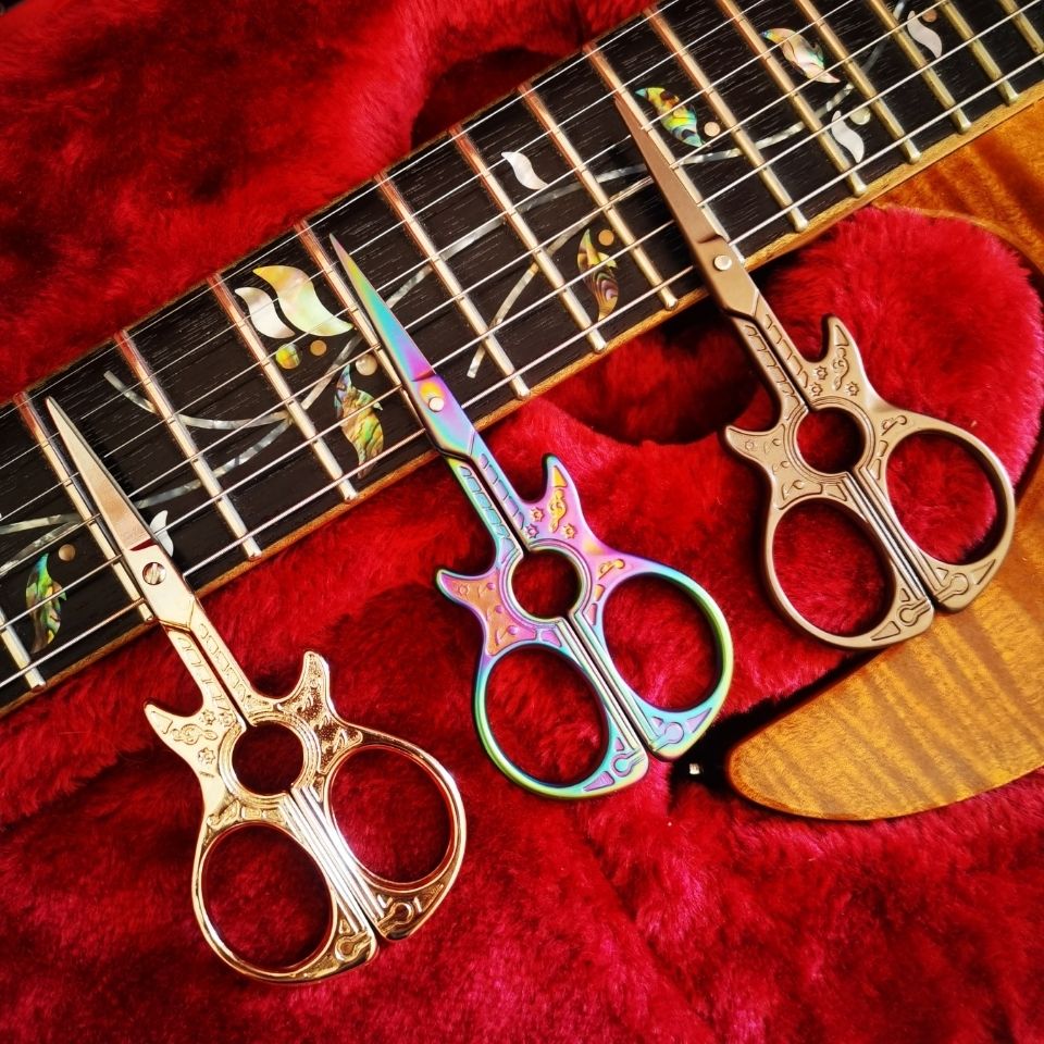 Home Use Gold Embroidery European Style Eyebrow Trimming Nose Hair Handmade Special Cross Scissors_voghion.com