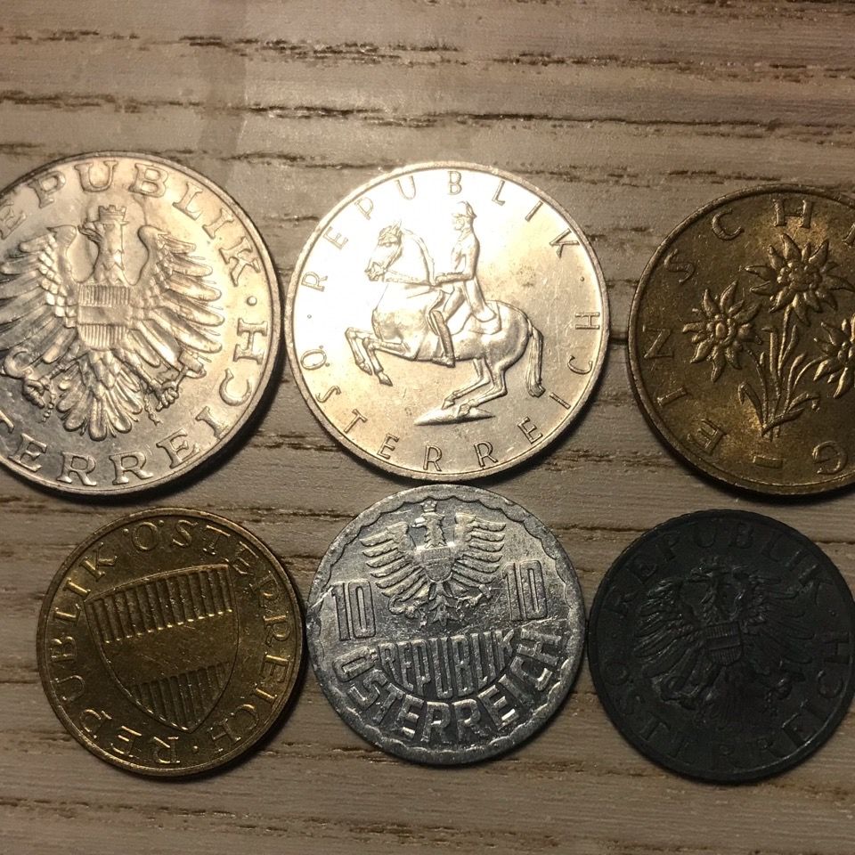 奥地利硬币一套六枚合售从10格罗什到10先令(店内第2件减5块)