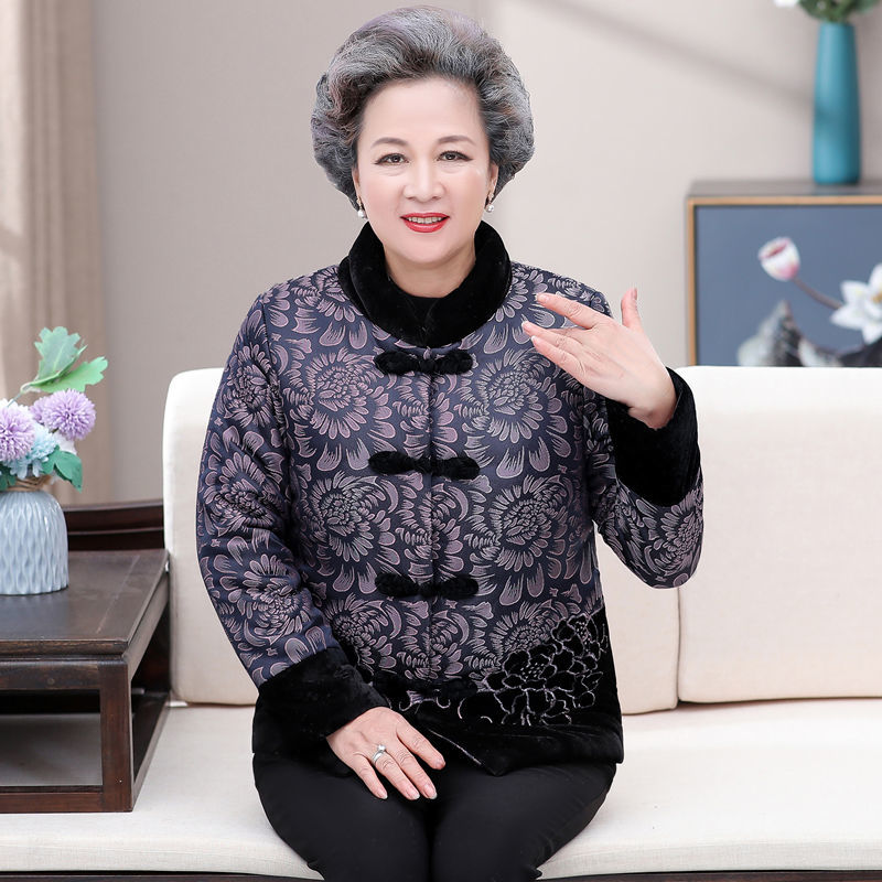 Grandma wears cotton-padded clothes for the elderly women winter clothes for the elderly 60-70-80-year-old mother wears old lady Tang suit cotton-padded jacket