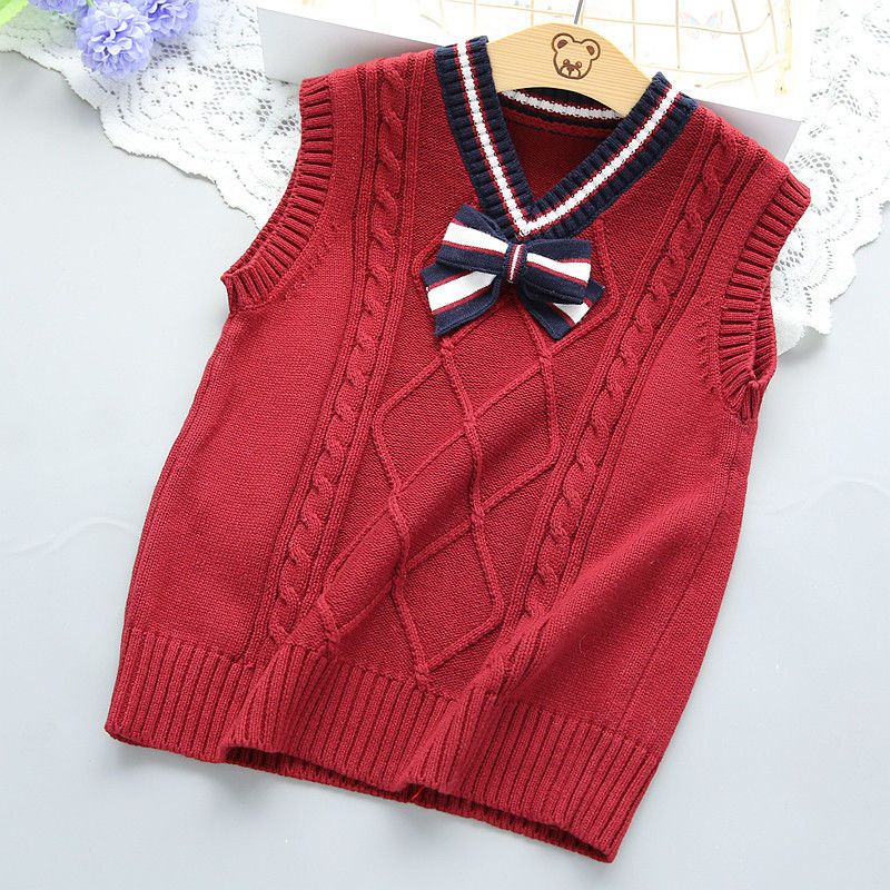 Girls vest spring and autumn new primary and secondary school students foreign style knitted vest autumn and winter college style V-neck sweater