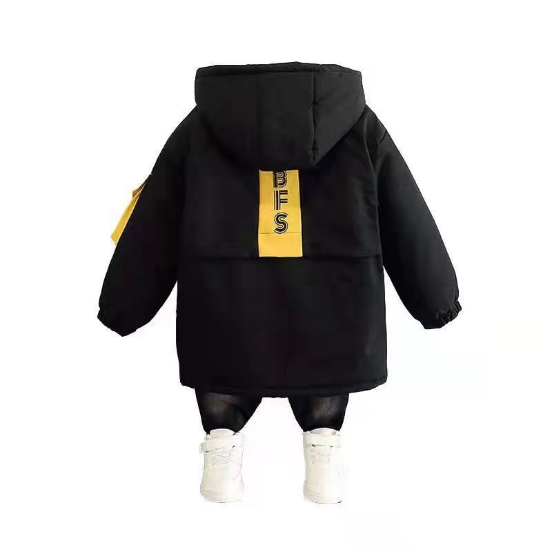 冬天男童外套加厚中长款加绒2021儿童薄款棉服韩版中大童风衣洋气