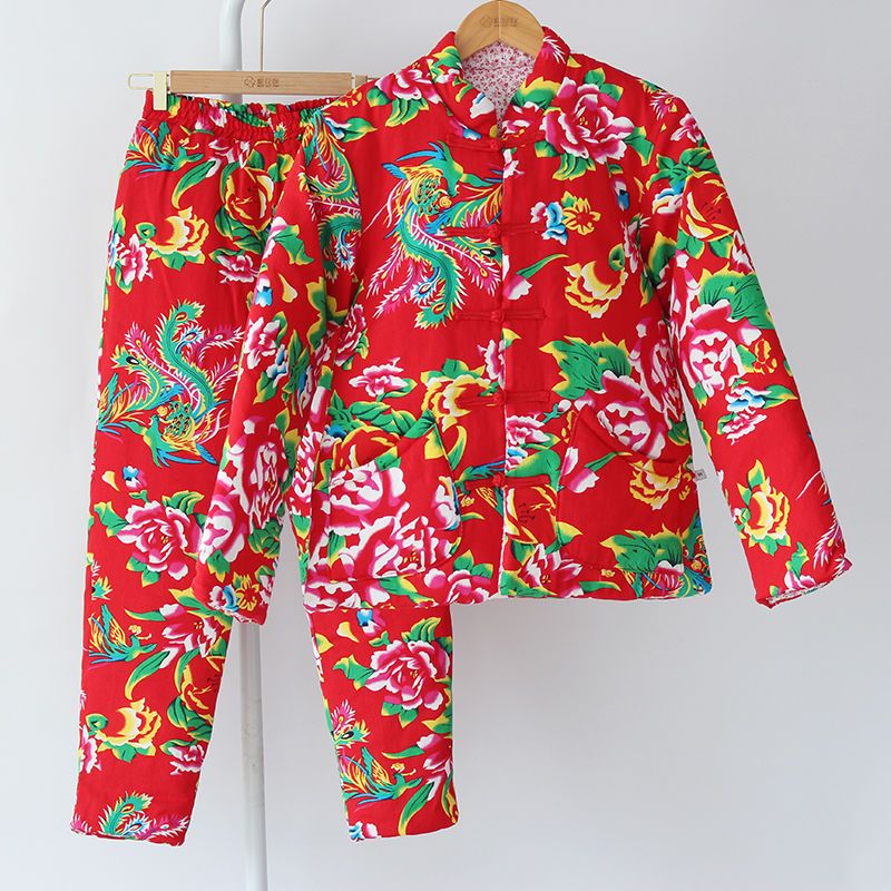 东北花棉袄大花布丝绵棉袄男女同款加厚秋冬季居家棉服复古民族风