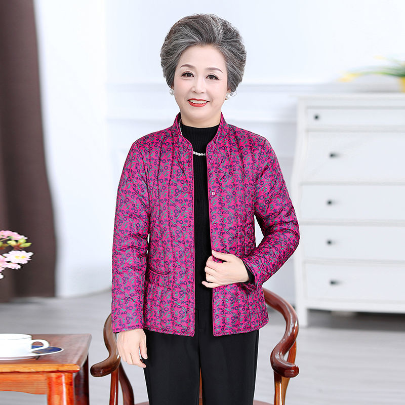 Middle-aged and elderly women light and thin small padded jacket grandma's padded clothes close-fitting inner wear down cotton padded jacket large size warm liner