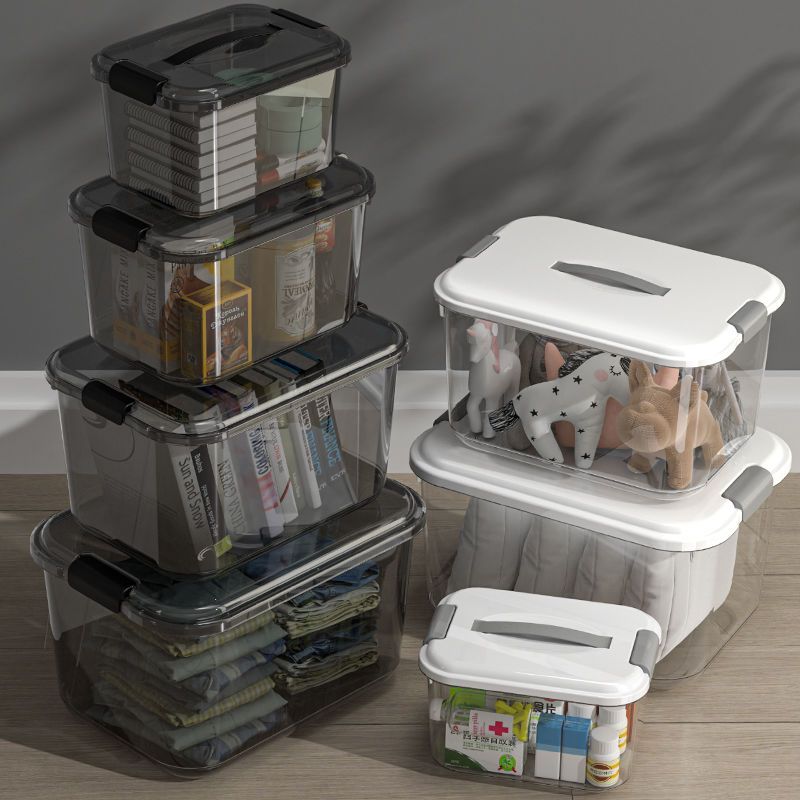 收纳箱家用储物箱透明杂物玩具收纳盒大号衣服整理箱子零食塑料筐