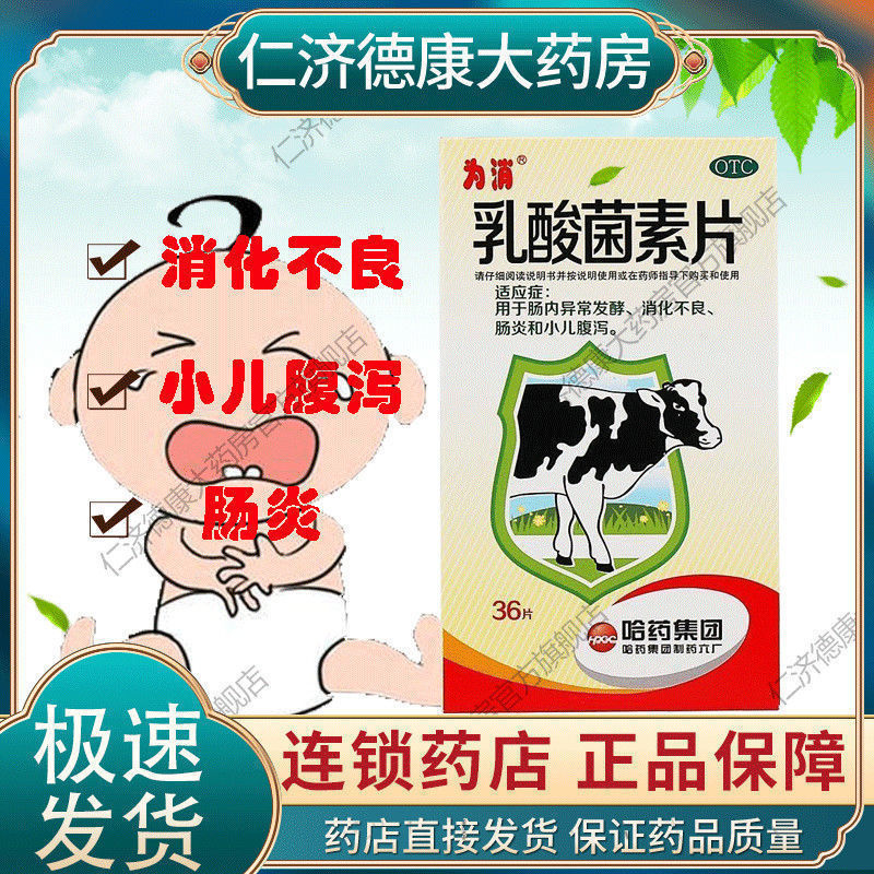 为消  哈药乳酸菌素片 36片 儿童 成人腹泻 肠炎 消化不良