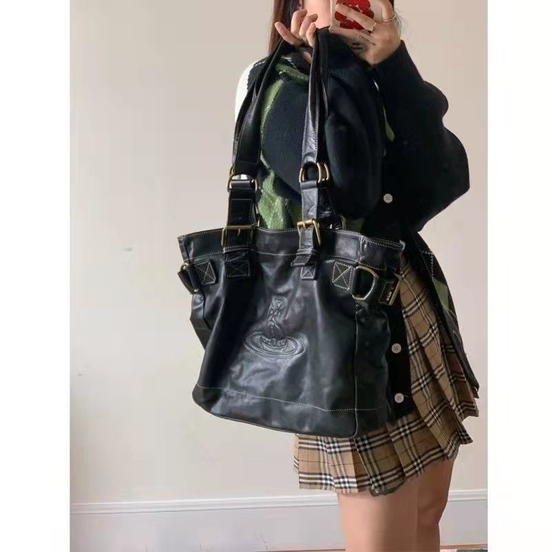 vivienne westwood queen mother second hand bag women's large capacity retro commuter motorcycle shoulder bag